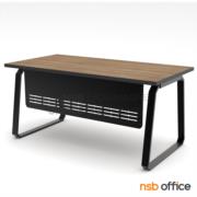 A06A104-1:โต๊ะผู้บริหารทรงสี่เหลี่ยม รุ่น Birney (เบอร์นี่)  ขนาด 160W cm.  (โครงขาสีดำ) บังตาเหล็ก ขาเหล็กทรงคางหมู