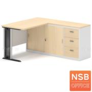 A16A068-1:โต๊ะทำงานตัวแอล 3 ลิ้นชัก 2 บานเลื่อน รุ่น NSB-NEW  ขนาด 120W1*140W2 cm.    ขาเหล็ก