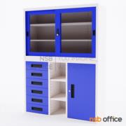 E07A037:ตู้เอกสารเหล็กบนบานเลื่อนกระจก ล่าง 1 บานเปิด  รุ่น Bonneville (บอนเนวิลล์)  ขนาด 121.8W*175.1H cm. 