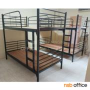 G12A339-4:เตียงเหล็ก 2 ชั้น รุ่น Zyro (ไซโร)  3.5 ฟุต (สีดำ) หนาพิเศษเสากลม 2 นิ้ว 