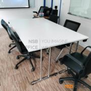 A18A076-2:โต๊ะประชุมพับเก็บได้   ขนาด 150W*60D cm.  ขาเหล็กเสาคู่ทรงตัวทีชุบโครเมี่ยม