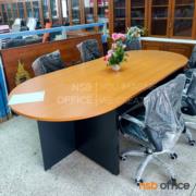 A05A065-1:โต๊ะประชุมหัวโค้ง ทรงแคปซูล รุ่น Beymer  10 ที่นั่ง ขนาดรวม 270W cm.   เมลามีนฟอยด์
