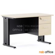 A10A037-1:โต๊ะทำงาน 2 ลิ้นชัก   120W*75D cm. บังตาไม้ ขาเหล็กตัวแอล  