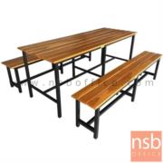 A17A075:โต๊ะโรงอาหารไม้ยางพาราทำสีสักทอง รุ่น NORTH CAROLINA (นอร์ธแคโรไลนา)   ขนาด 180W cm.  ขาเหล็ก