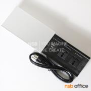 A24A076-3:ป๊อปอัพฝาสไลด์  รุ่น Connella (คอนเนลล่า)  2 Power 2 USB (Type A) สีเงิน (มีฝาครอบปิดด้านล่าง) มีสายปลั๊กไฟ