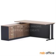 A30A011-1:โต๊ะผู้บริหารตัวแอล    ขนาด 150W1*165W2 cm. พร้อมตู้อเนกประสงค์ข้าง เมลามีน