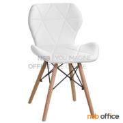 B29A303-1:เก้าอี้โมเดิร์นหนังเทียม  รุ่น Groff (กรอฟฟ์)  สีขาว โครงขาไม้