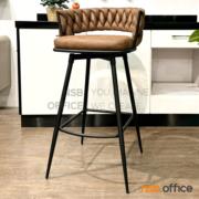 B18A144-2:เก้าอี้บาร์สูงหุ้มหนังเทียม รุ่น Olwen (โอเว่น)  สีน้ำตาล ขาเหล็ก