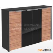 A33A020:ตู้เอกสาร สูง 126H cm. 4 บานเปิด รุ่น Moulton (โมตัน)    เมลามีน สีวอลนัทตัดดำ 