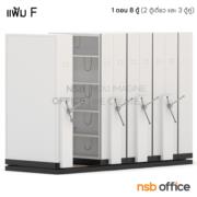 D02A008-2:ตู้รางเลื่อนแบบพวงมาลัย 1 ตอน  8 ตู้ 325W*122D*223.5H cm (ความจุ 600 แฟ้ม)  (มาตรฐาน มอก. 2560)
