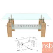 B13A227:โต๊ะกลางกระจก  รุ่น LEGO-120  ขนาด 110W cm.   ขาไม้