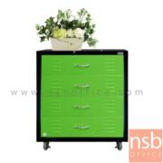 E34A005-1:ตู้เหล็กล้อเลื่อน 4 ลิ้นชัก สูงเสมอโต๊ะ รุ่น MBU-064  ขนาด 62.7W*74.3H cm. 