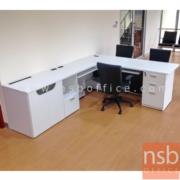 A21A022:เคาน์เตอร์ตัวแอล    ขนาด 210W1*275W2 cm. ไม่รวมเก้าอี้