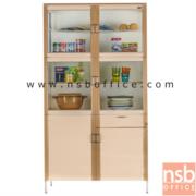 G07A088:ตู้กับข้าวอลูมิเนียม 1 ลิ้นชัก 4 บานเปิดกระจก 2 บานเกล็ด   ขนาด 100W*52D*184H cm. (ช่องด้านบนมีตะแกรงสามารถวางของได้)