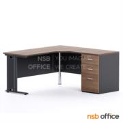 A18A046-1:โต๊ะทำงานตัวแอลหน้าโค้งเว้า 3 ลิ้นชัก รุ่น Diesel (ดีเซล)  ขนาด 150W1*160W2*60D1*60D2 cm.  