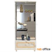 G06A077-1:ตู้โชว์กระจกดาวน์ไลท์ รุ่น Alano (อลาโน่)  ขนาด 80W cm. สีซอฟท์มาเบิ้ลโกลด์  มี 1 ลิ้นชัก