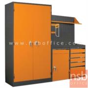 E09A022-1:ชุดตู้เก็บเครื่องมือช่าง 215.5W*49.7D*183H cm. พร้อมแผ่นท็อปแผ่นชั้นและอุปกรณ์เสริม   (สีส้ม-ดำ) 