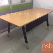 A18A055-1:โต๊ะผู้บริหารทรงสี่เหลี่ยม รุ่น TJ-253  ขนาด 160W cm.    พร้อมแผ่นบังตา ขาเหล็กเหลี่ยมสีดำปลายอลูมินั่ม