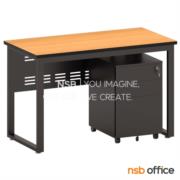 A10A092-1:โต๊ะทำงาน บังตาเหล็ก รุ่น Aaron (อาร์รอน)   120W*60D cm. (สีดำ) พร้อมตู้ลิ้นชักล้อเลื่อน