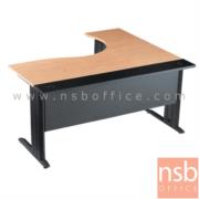 A10A008-1:โต๊ะทำงานตัวแอลหน้าโค้งเว้า  รุ่น Bekant (บีแคนท์)  ขนาด 160W1*140W2 cm. (แอลซ้าย) ขาเหล็กดำ สีเชอร์รี่-ดำ 