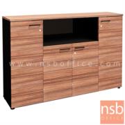 A33A068:ตู้เอกสาร สูง 115.5H cm. 4 บานเปิด 1 ช่องโล่ง รุ่น Barclays (บาร์เคลย์)    เมลามีน สีวอลนัทตัดดำ 