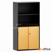 C02A008-1:ตู้เอกสาร บนโล่ง ล่างบานเลื่อน รุ่น Ciccone (ชีโคเน) ขนาด 80W*160H cm. สีมาตรฐาน เมลามีน