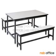 G14A116-3:ชุดโต๊ะและเก้าอี้รับประทานอาหารหน้าโฟเมก้าขาว   ขนาด 180W cm.   โครงขาเหล็กดำ