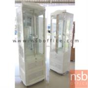 G06A020-2:ตู้โชว์กระจกดาวน์ไลท์ 2 ลิ้นชักล่าง สูง 191 ซม. รุ่น Leland (เลอแลนด์) มีไฟในตัว    สีขาว 