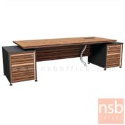 A26A001:โต๊ะผู้บริหาร 2 ลิ้นชักซ้ายขวา  รุ่น Bulgari Black  ขนาด 289.5W cm. สีลายไม้ซีบราโน่ตัดดำ ขอบ ROSEGOLD 