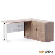 A16A068-1:โต๊ะทำงานตัวแอล 3 ลิ้นชัก 2 บานเลื่อน รุ่น NSB-NEW  ขนาด 120W1*140W2 cm.    ขาเหล็ก