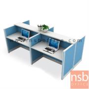 A04A045-1:ชุดโต๊ะทำงานกลุ่ม 4 ที่นั่ง    ขนาด 258W cm. หน้าตรง (ไม่รวมตู้ลิ้นชักใต้โต๊ะ)  พร้อม partition