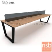 A33A028-2:ชุดโต๊ะทำงานกลุ่ม    ขนาด 360W cm. 6 ที่นั่ง   พร้อมมิสกรีนกระจกสีดำ ขาเหล็กทรงคางหมู