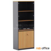 C03A062-3:ตู้เอกสาร 5 ชั้น บนบานเปิดกระจก ล่าง 2 บานเพ่ทึบ รุ่น Noteworthy (โน้ตเวิร์ธธี)  ขนาด 90W*200H cm. เมลามีน