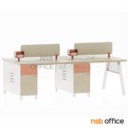 A27A079-1:โต๊ะทำงานกลุ่ม  รุ่น Odile (โอดีล)  ขนาด 240W cm. (4 ที่นั่ง) พร้อมมินิสกรีนและตู้เก็บของ