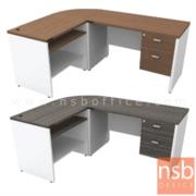 A13A037:โต๊ะทำงานตัวแอล 2 ลิ้นชัก รุ่น Enterprise  ขนาด 180W cm.   เมลามีน 