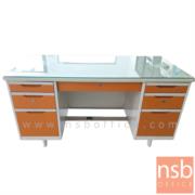 E06A008-1:โต๊ะทำงานเหล็กหน้าเหล็ก 7 ลิ้นชัก  รุ่น Cillian (คิลเลียน)  ขนาด 4.5 ฟุต 138.5W*75.3H cm.  