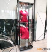 G06A019-1:ตู้โชว์กระจกดาวน์ไลท์สูง 190 ซม. รุ่น Walden (วอลเดน) มีไฟในตัว (หลังกระจกเงา)   สีโอ๊คดำ / โซลิด 