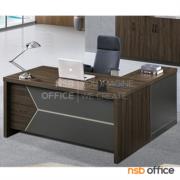 A16A124-1:โต๊ะผู้บริหารตัวแอล รุ่น Arno (อาร์โน)   (ขนาด 160W cm.) สีวอลนัท-ลายไม้ พร้อมตู้ข้างและลิ้นชักล้อเลื่อน 