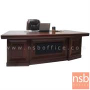 A06A135:โต๊ะผู้บริหารโค้ง รุ่น YORK  ขนาด 240W cm. พร้อมตู้ลิ้นชักและตู้ข้าง 