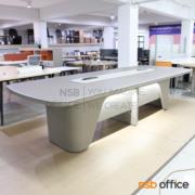 A52A003-2:โต๊ะประชุมหัวโค้ง รุ่น Morrible (มอร์ริเบิล)  ขนาด 360W cm. มุมมน มาพร้อมป๊อปอัพ