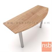 A05A073-2:โต๊ะเข้ามุมหัวเหลี่ยมโค้ง   ขนาด 150W cm.   เมลามีน ขากลมโครเมี่ยม