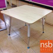 A05A125:โต๊ะประชุมทรงเหลี่ยมมุมโค้ง    ขนาด 100W cm. ขาปลายเรียวขาวตัดโครเมี่ยม