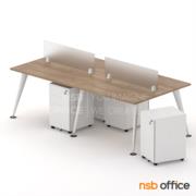 A27A063:โต๊ะทำงานกลุ่ม 4 ที่นั่ง รุ่น Maroon lll (มารูน 3)  พร้อมตู้เหล็กล้อเลื่อน มินิสกรีนกระจก