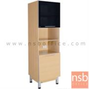 K02A004:ตู้สูงบานเปิด บนกระจก-ล่างทึบสีบีทดำ    2 ช่องโล่ง (สำหรับครัวเปียกและครัวแห้ง)  