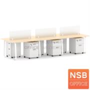 A27A049-2:ชุดโต๊ะทำงานกลุ่มขาเหล็ก รุ่น Lenka 2 (เล็งกา 2) สีขาว ขนาด 360W cm. 6 ที่นั่ง พร้อมมินิสกรีนและตู้ลิ้นชักไม้ล้อเลื่อน