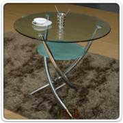 A09A068:โต๊ะกลมหน้ากระจก รุ่น Redford (เรดฟอร์ด)  ขนาด 80Di cm. โครงเหล็กชุบโครเมี่ยม 