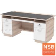 A13A216:โต๊ะทำงานไม้ 2 ลิ้นชัก 2 บานเปิด รุ่น Tiffar (ทิฟฟาร์) ขนาด 160W*75D cm. ท็อปกระจกสีชา พร้อมรางคีย์บอร์ด