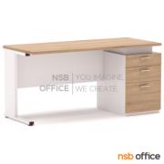 A10A097-4:โต๊ะทำงาน 3 ลิ้นชัก รุ่น Bari (บารี)   ขนาด 150W cm. (สีโซลิคตัดขาว) ขาเหล็ก