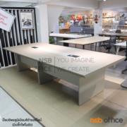 A52A004-2:โต๊ะประชุมทรงสี่เหลี่ยม รุ่น Melena (เมเลน่า)  ป๊อปอัพอลูมิเนียมสีดำแฮร์ไลน์ A24A057-3 (มีปลั๊กไฟในตัว) 