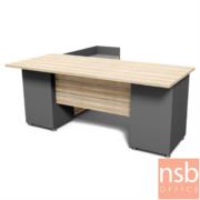 A13A196:โต๊ะผู้บริหาร 2 ลิ้นชัก  รุ่น RTK-1818   ขนาด 180W cm. พร้อมตู้แอลขวา เมลามีน สีแกรนโอ๊คตัดกราไฟท์